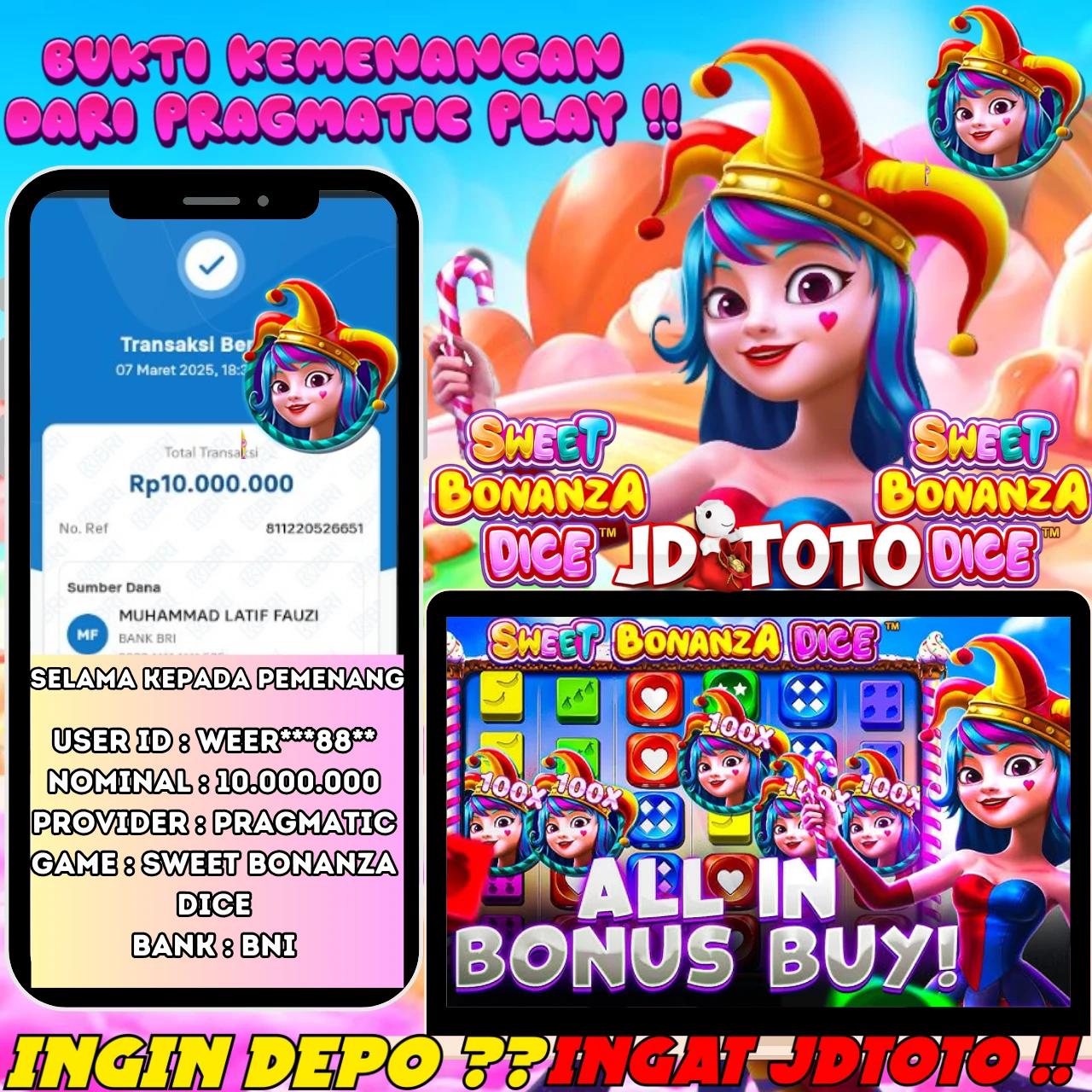 🔥 KEMENANGAN TERSENSATIONAL SWEET BONANZA DICE PRAGMATIC PLAY🔥