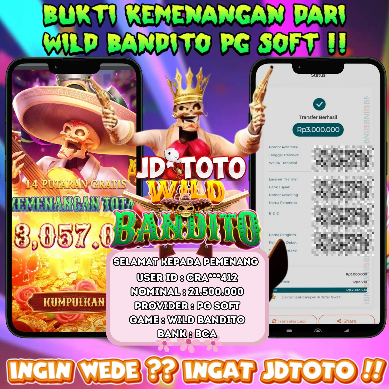 🔥 BUKTI KEMENANGAN WILD BANDITO PG SOFT🔥